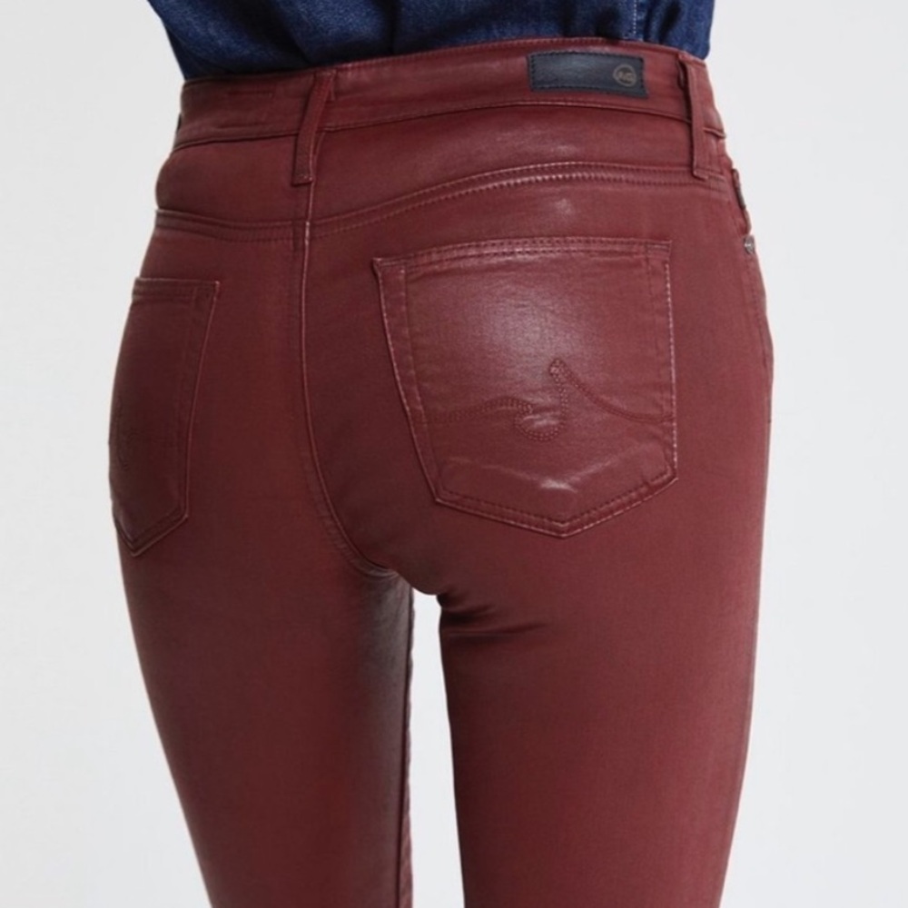 AG Adriano Goldschmied NWT coated red high rise skinny ankle jeans 26
